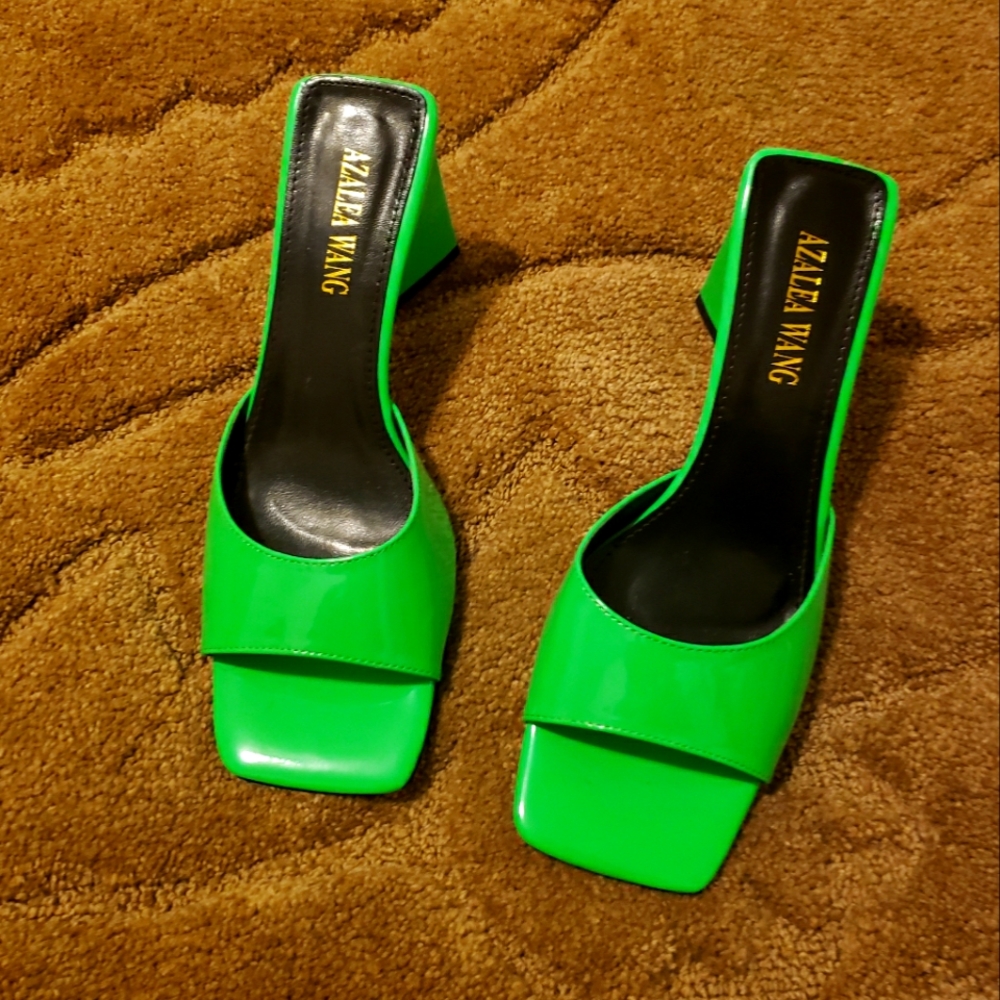 Green mule sandals
